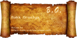 Bakk Orsolya névjegykártya